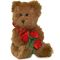Медведь с алыми розами. Мягкая игрушка, цвет: коричневый